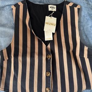 Mumu Striped Vest - Black and Tan